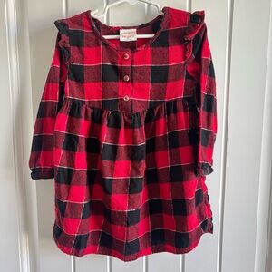 Jumping Beans 3T Girls Red Black Buffalo Plaid Flannel Dress Long Sleeve